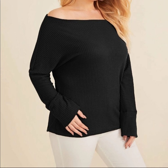 PLUS off the shoulder waffle knit top - Picture 4 of 4